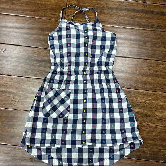 Hanna Andersson Blue and White gingham High-Low Tie Front Sundress size 110 - Picture 1 of 6
